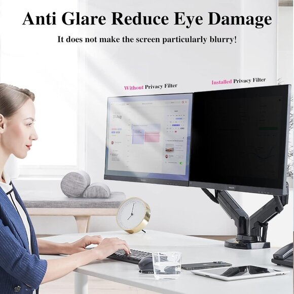 [2-Pack] 24" Computer Privacy Screen Filter for 16:9 Widescreen Removable - Picture 5 of 10